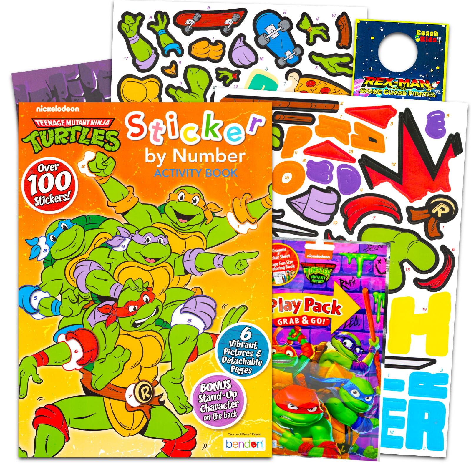 Libro de actividades de las Tortugas Ninja para mejorar la motricidad fina con calcomanías
