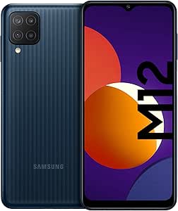 Samsung Galaxy M12 Android Smartphone, Quad-Kamera, 6,5 Zoll Infinity-V Display, starker 5.000 mAh Akku, 128 GB/4GB, Handy in Schwarz, (Deutsche Version) [Exklusiv bei Amazon]