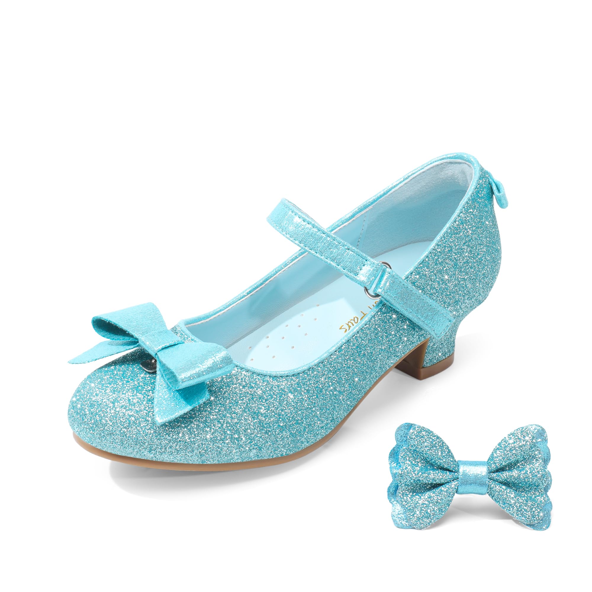 DREAM PAIRS Zapatos de Vestir de Tacón Bajo para Niñas Bailarinas con Lazo Intercambiable para Fiesta de Boda Mary Jane