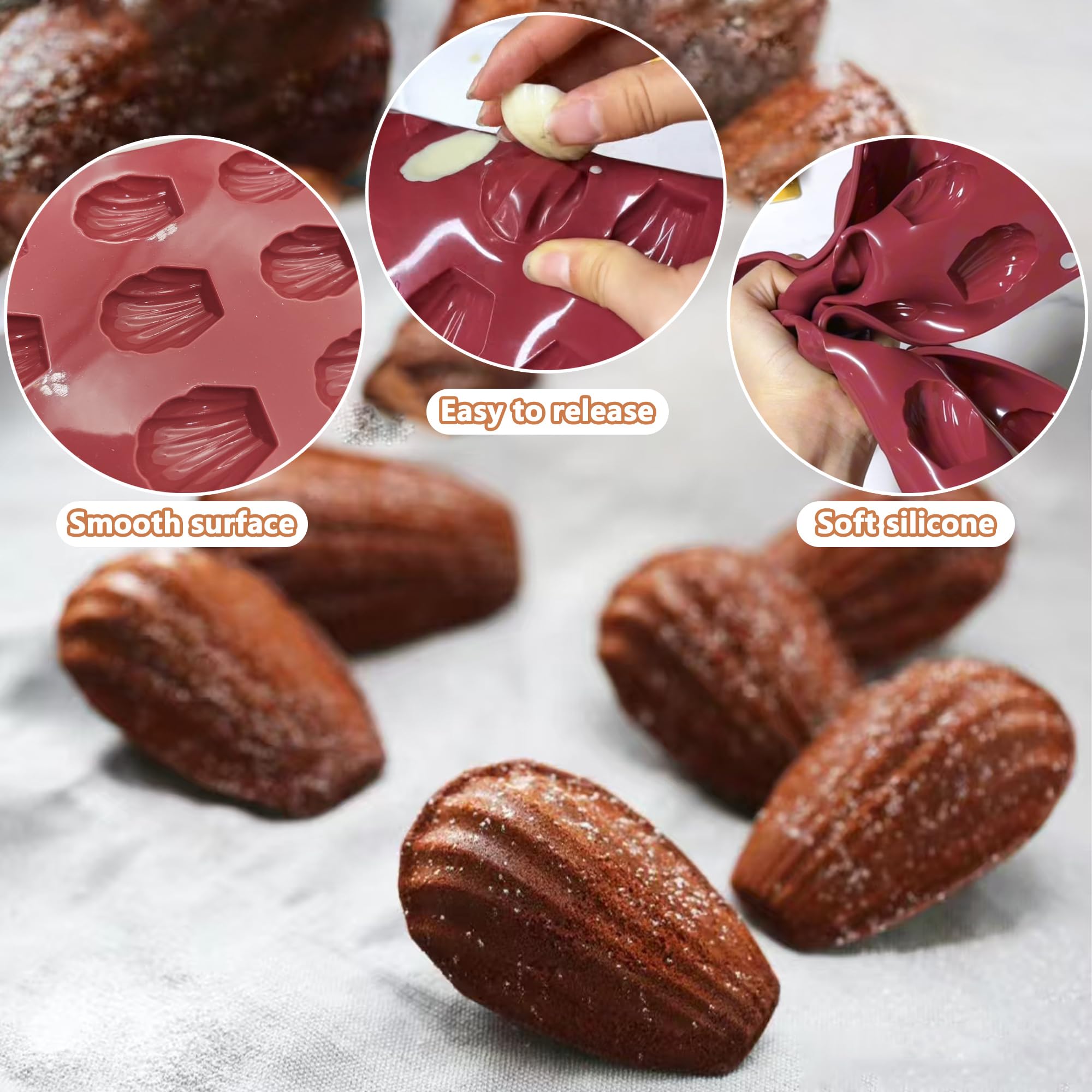 SEABABOO Madeleine Backform Silikon - 8 Muschelformen Antihaft Für Kekse & Kuchen