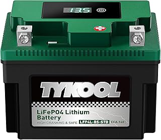 TYKOOL LFP4L-BS-STD Lithium Battery, Replaces YTX4L-BS, 140CCA 2.8Ah Fits for Motorcycle ATV Scooter Dirt Bike, Compatible with Honda CRF50F CRF110F Yamaha TTR125, Digital Readout, Polarity [- +]
