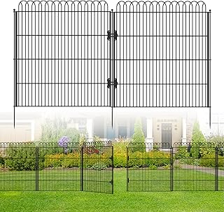 10 Panels No Dig Tall Decorative Garden Fence with Double Lock, 40 in(H) X 24 ft(L) Animal Barrier Fencing Outdoor for Yard,Rustproof Metal Garden Edging and Borders, Temporary Ground Stakes