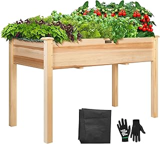 VIVOSUN Elevated Wooden Raised Garden Bed, 48 x 24 x 30 Inches, Outdoor ...