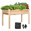 VIVOSUN Raised Garden Bed with Legs Outdoor Wood 48x24x30 Elevated Planter | 30" User-Friendly Height / 220lb Capacity / Pre-Drilled Drainage / Rot-Resistant Fir Wood / Liner & Gloves