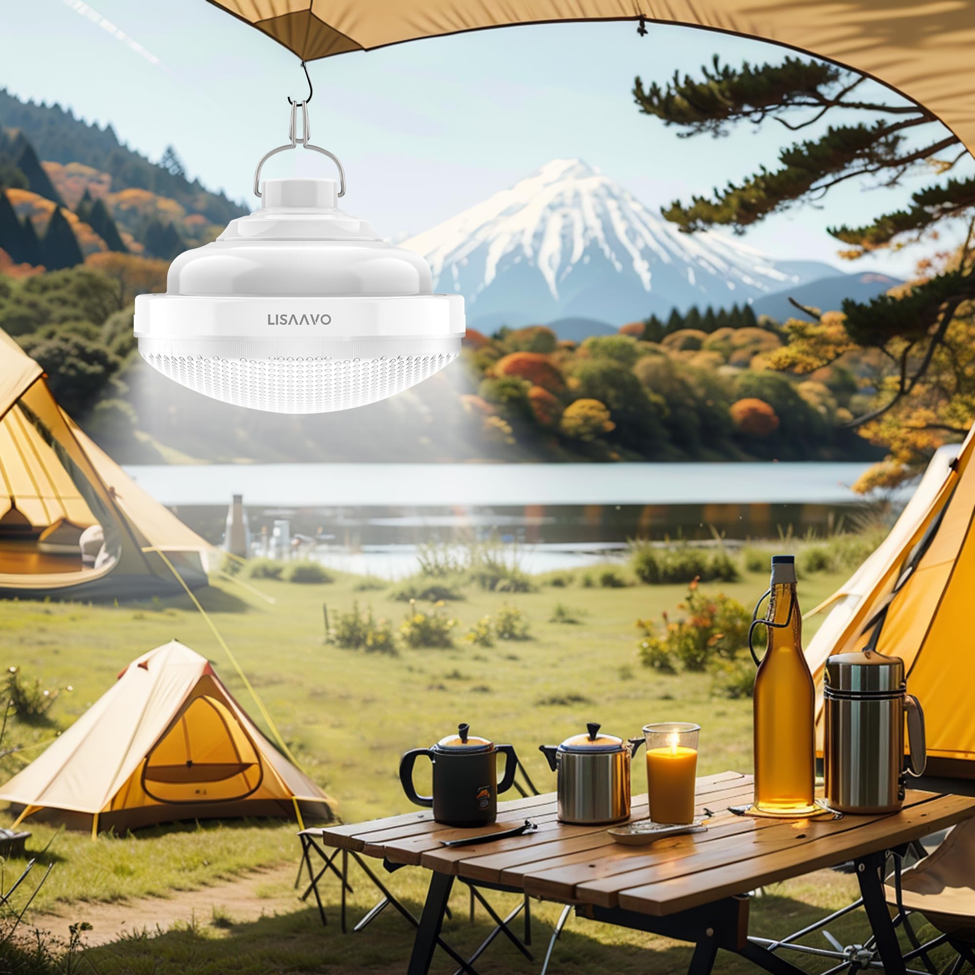 Lot de 4 lampes de camping portables extra lumineuses USB rechargeables 4800 mAh pour la maison