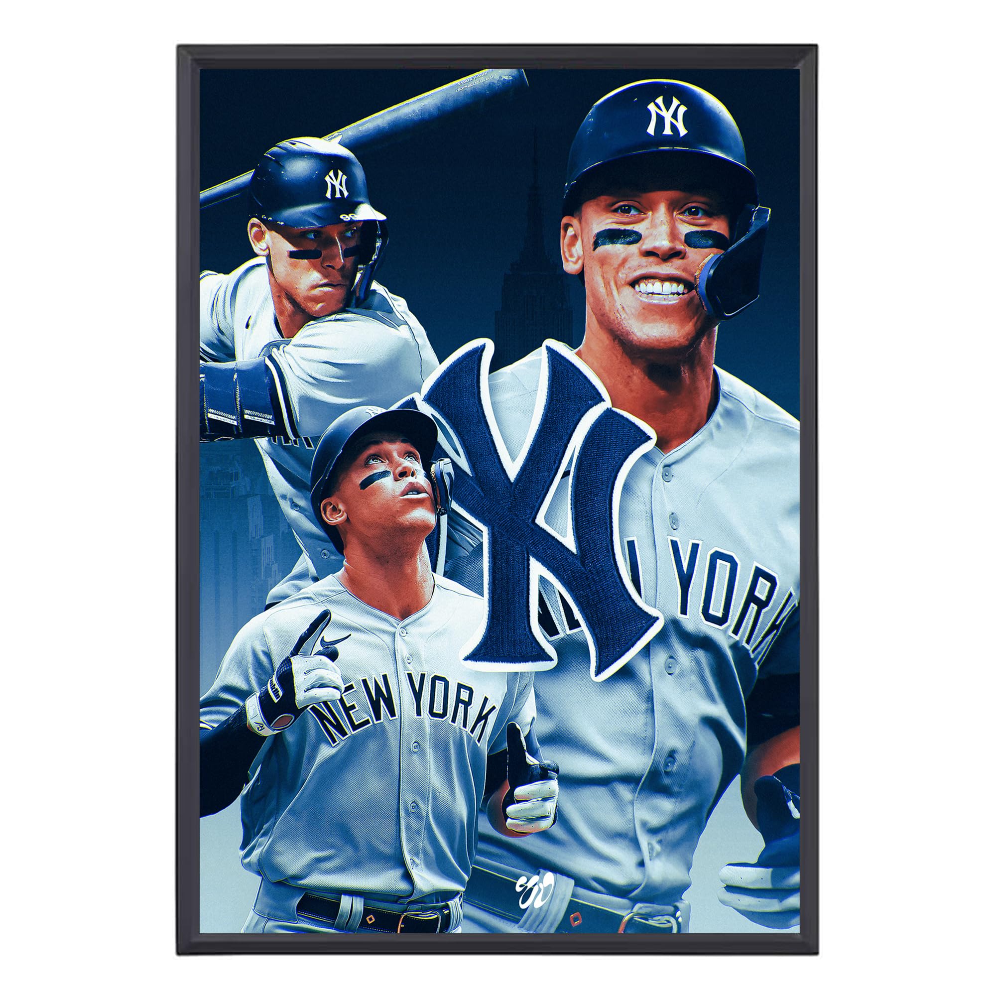 PRINTSHOP4ME USA Baseball Player Photo Frame Art Decor Sport Theme Picture Frame Perfect for Baseball Sports Fan Cool Collectible Gift for Baseball Fans mlb Baseball Player Wall Poster Frame (Aaron)