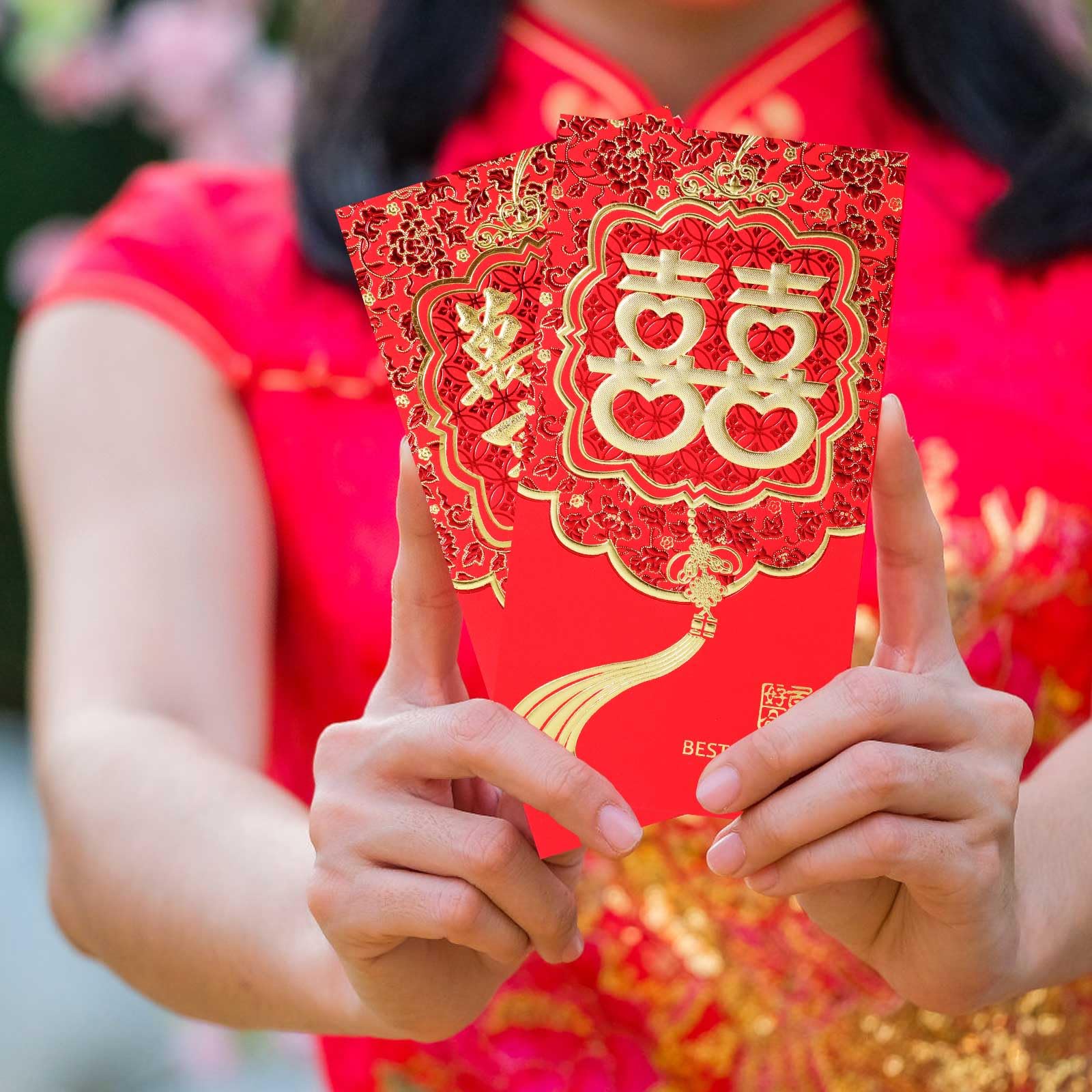 Enveloppes Rouges du Nouvel An Chinoises Porte-bonheur Lot de 36 pour Mariage Fête du Printemps
