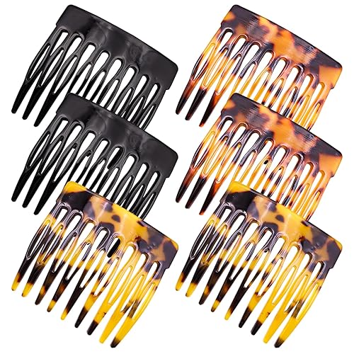 Miniatura 8 de 6 peines laterales franceses, pequeños accesorios decorativos para peinar el cabello, pinzas de sujeción fuerte para el cabello para mujeres (negro,