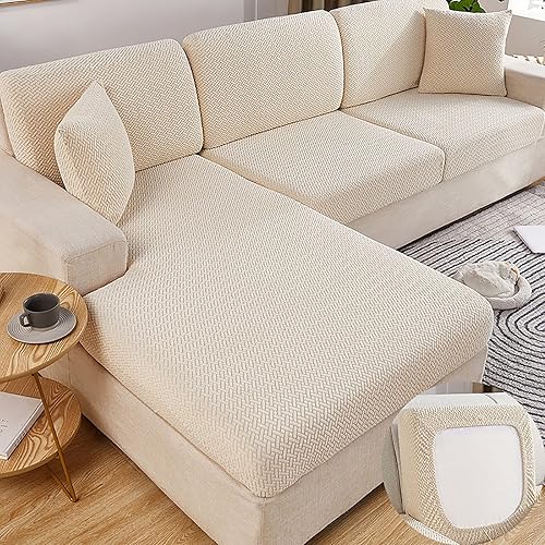 Miniatura 4 de BLMIEDE Funda universal para sofá, de poliéster antideslizante de alta elasticidad, funda universal para muebles (beige, talla única)