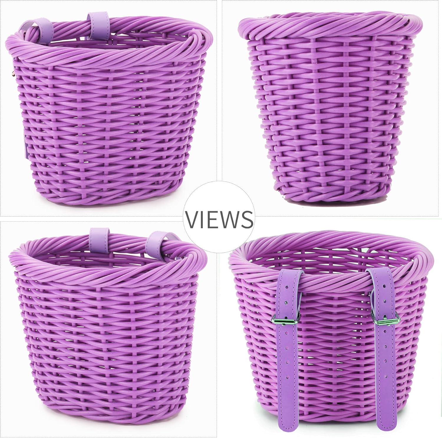 Kid's Bike Basket for Girls Front Bike Accessories Small Woven Wicker Cruiser Bicycle Basket with Handlebar Streamers Bell Boys16 Bike Girls Cycling Ages 3-13