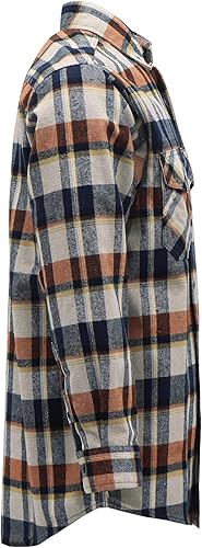 Miniatura 4 de BOCOMAL Camisas con capucha FR con botones de franela pesada a cuadros con capucha ignífuga ignífuga chaqueta de soldadura