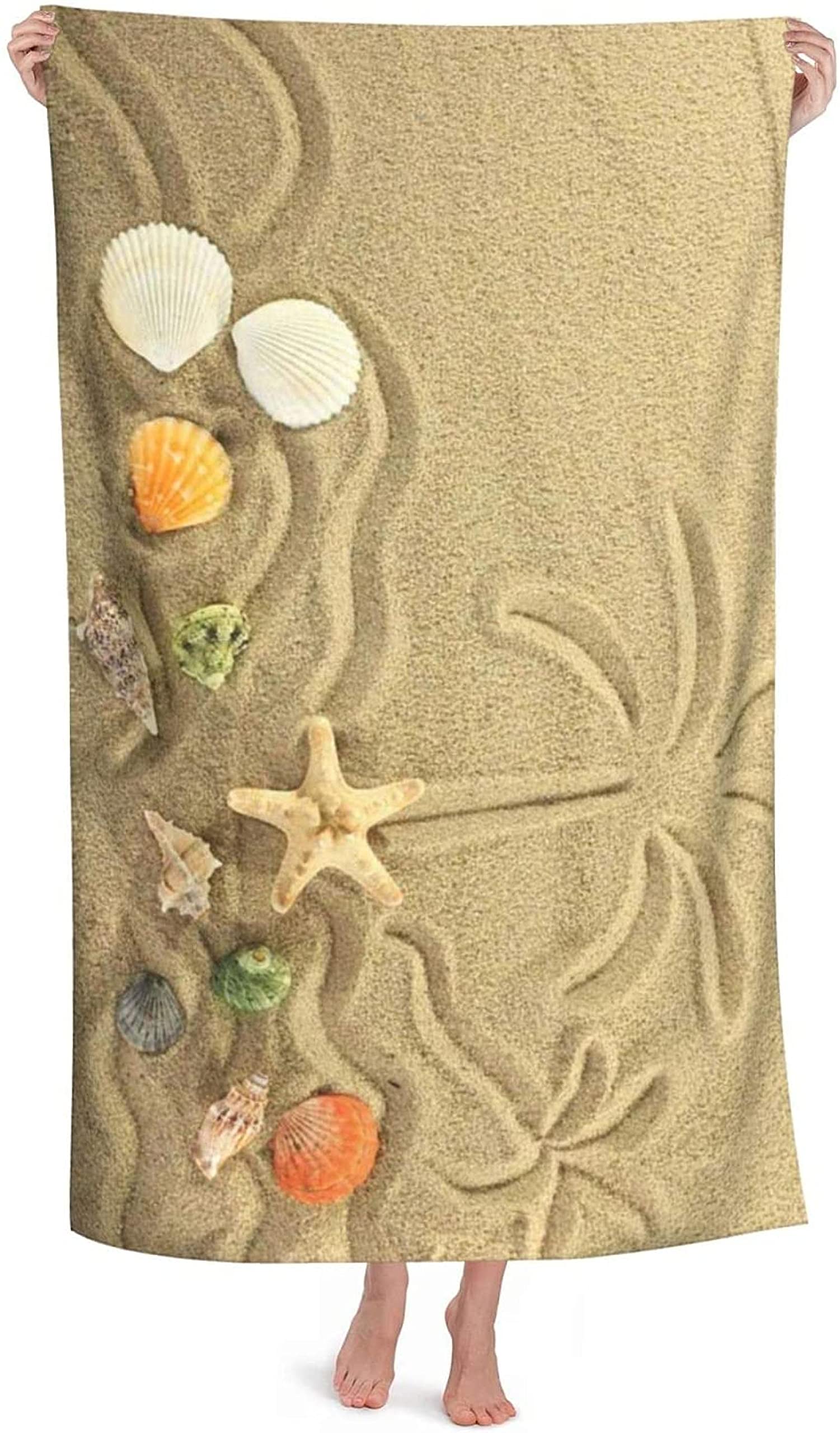 160cmX80cm Beach Towel, Starfish Palm Tree Microfiber Beach Towel, Extra Large Quick Drying Super Absorbent Extra Large Thin Towel Travel Pool Swimming Bath Camping Yoga Blanket