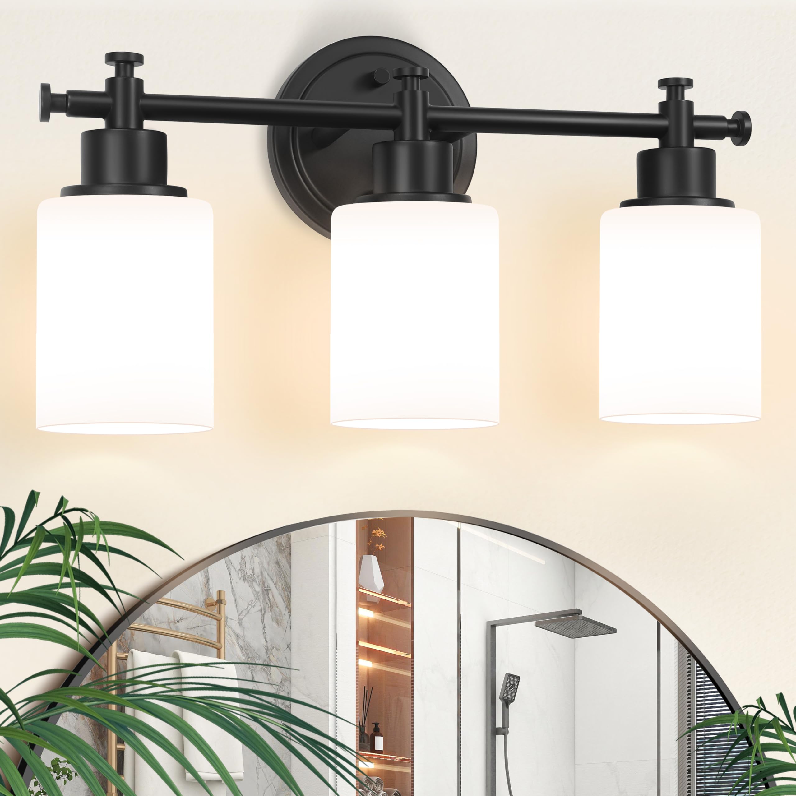 3 Light Black Bathroom Light Fixture, Modern Vanity Lights Over Mirror โ image 1