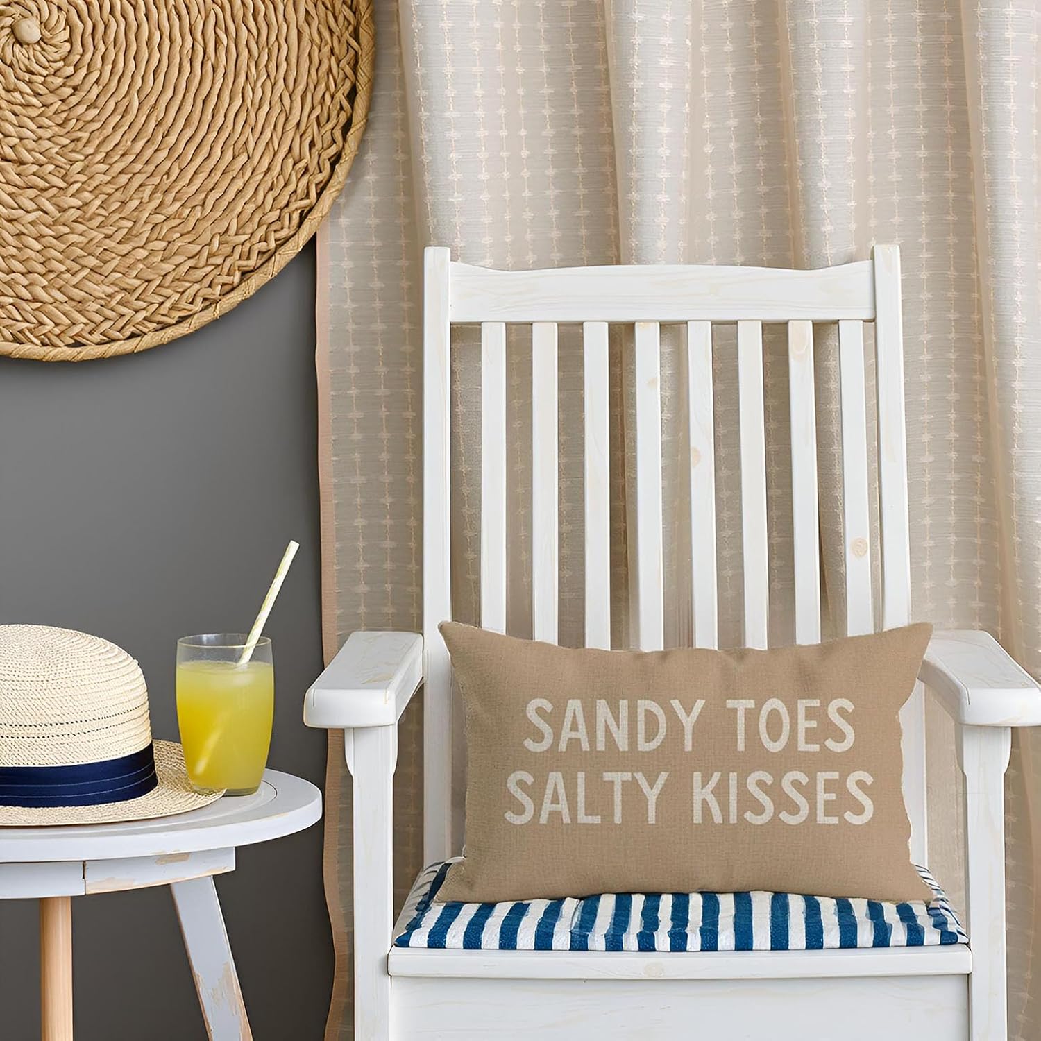 PANDICORN Summer Beach Throw Pillow Covers 12x20 Inch Sandy Toes and Salty Kisses Beige Outdoor Nautical Coastal Decorations Lumbar Decorative Cushion Case for Home Living Room Couch Sofa Porch Decor - Image 6