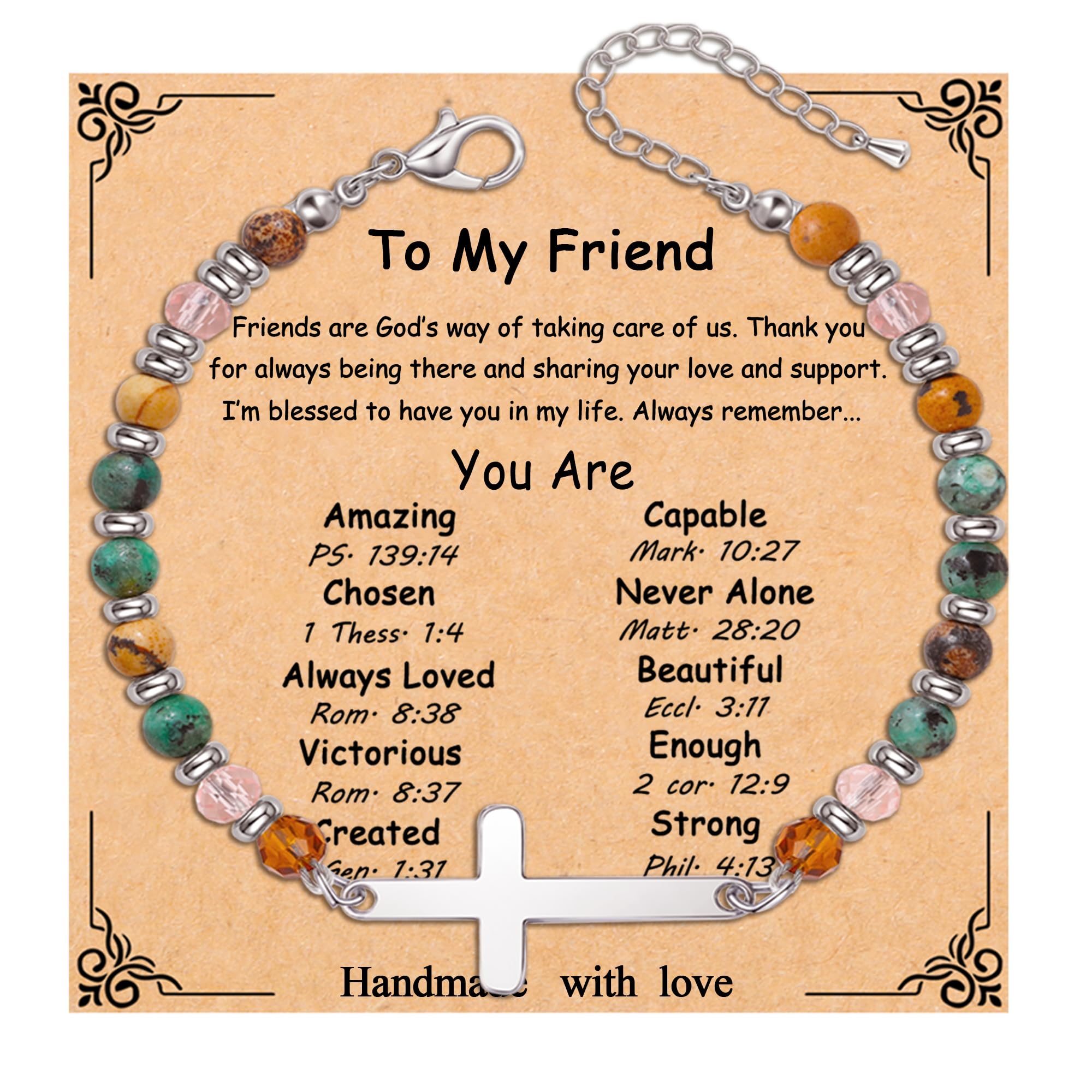 Cross Bracelet for Women Christian Gifts for Daughter Mom Grandma Niece Godmother Religious Baptism Jewelry Birthday Retirement Gifts Beaded Bracelet