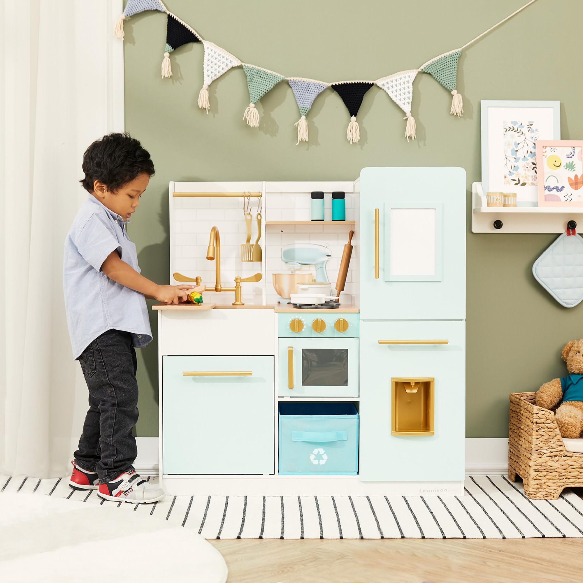 Teamson Kids - Biscay Delight Classic Play Kitchen - Mint | Kreatives Rollenspiel