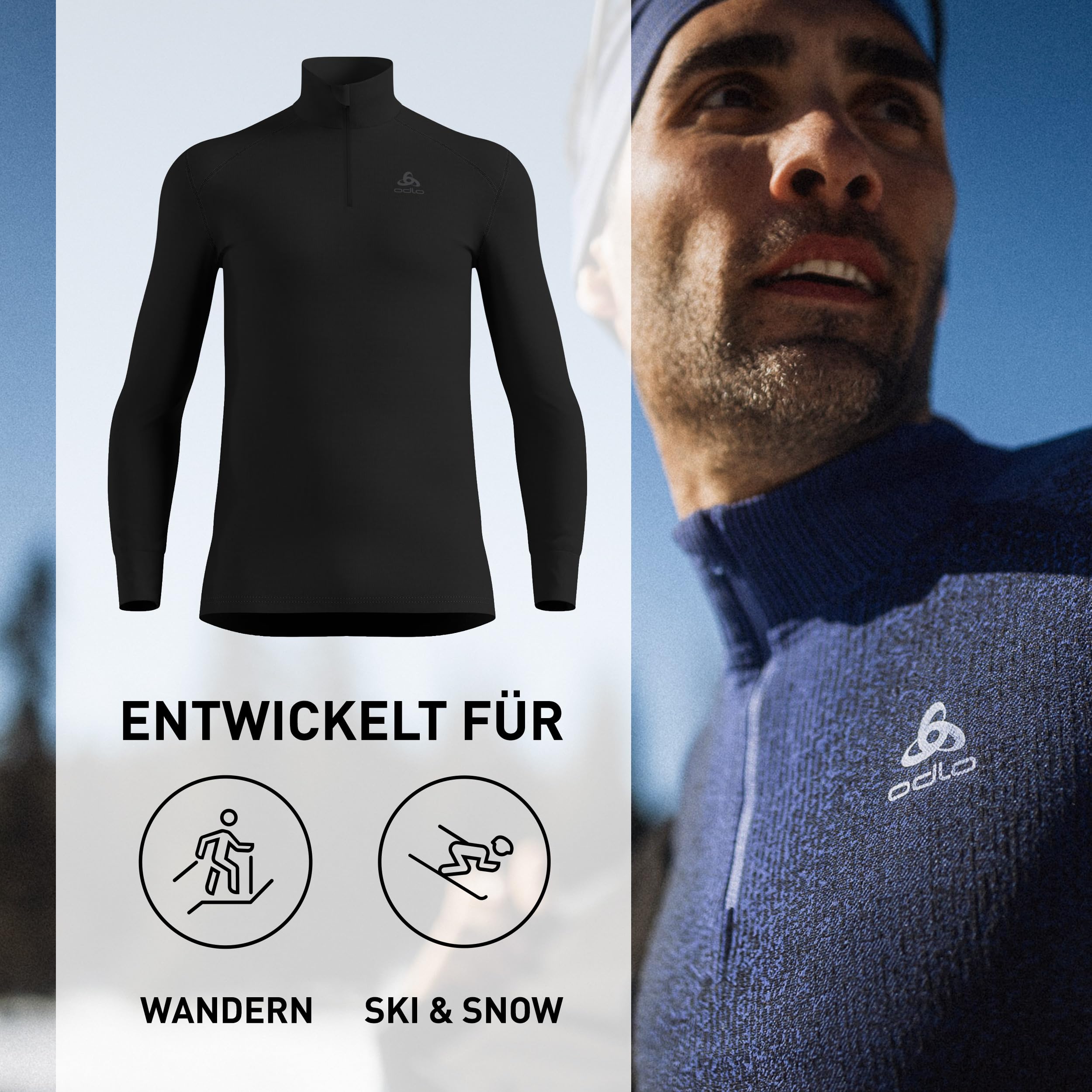 Odlo Herren Active Warm Half Zip Longsleeve Langarm Unterhemd Funktionsunterhemd
