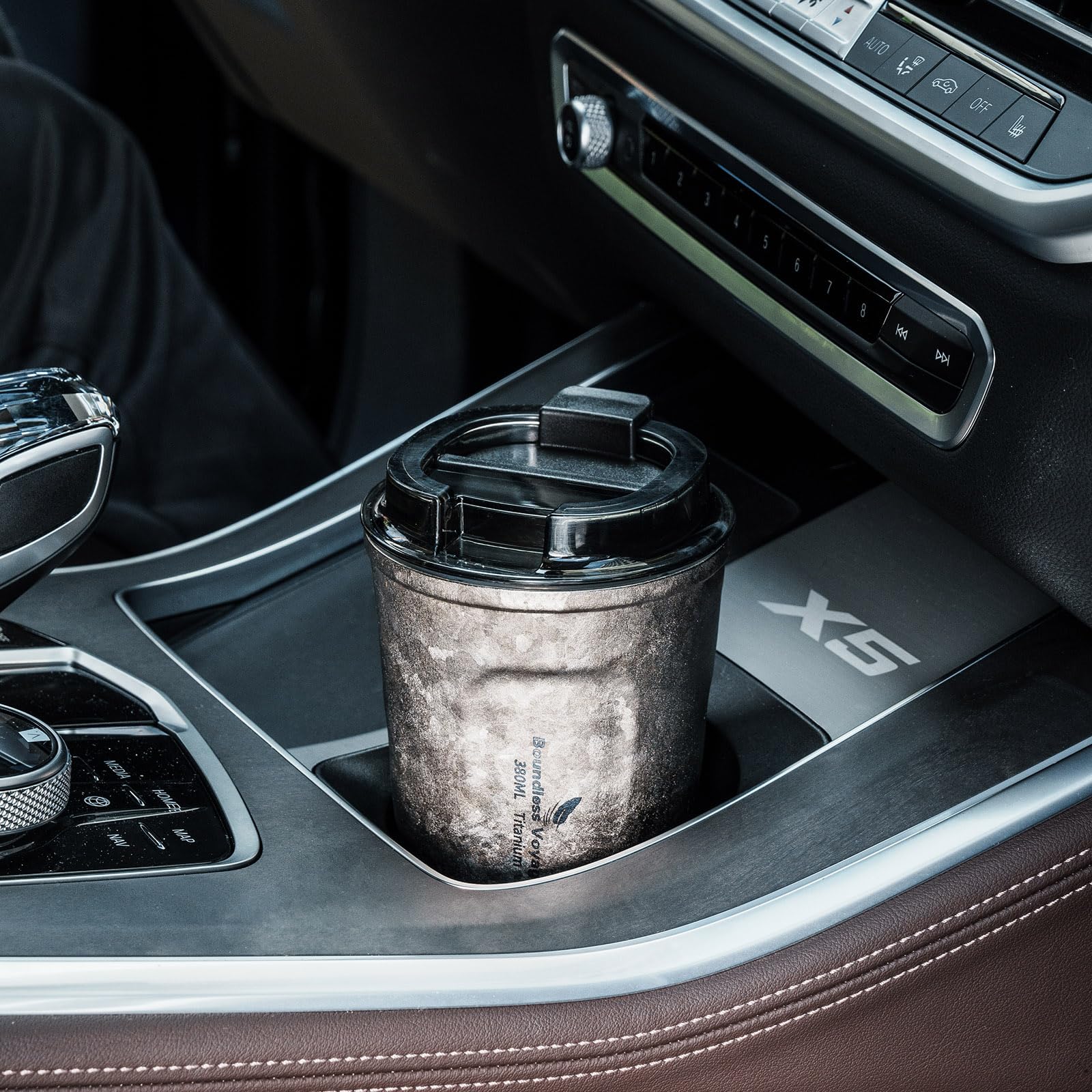 Boundless Voyage Tasse isotherme en titane Tasse à café isolée à double paroi Tasse à thé Tasse de voyage avec couvercle 380 ml-3235D