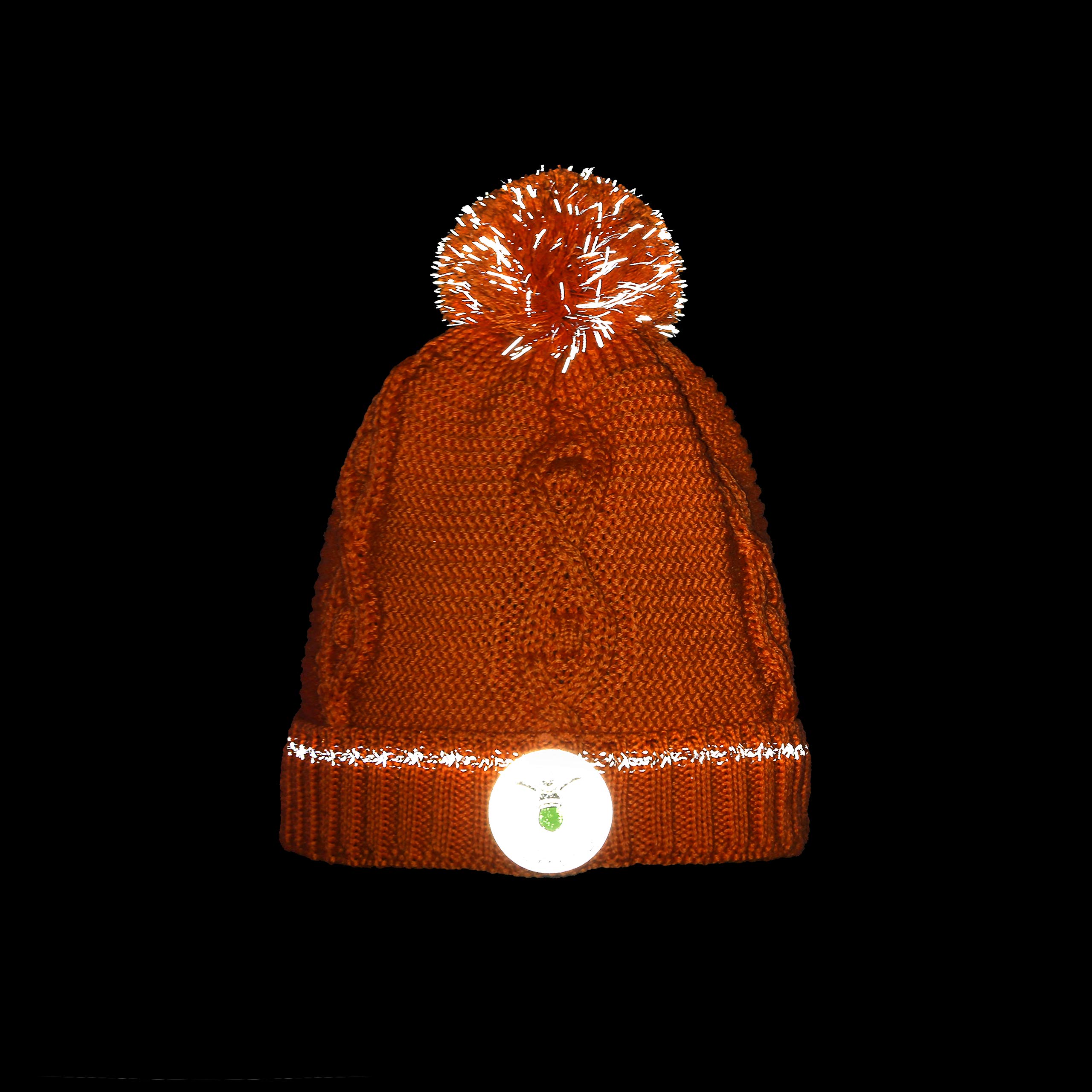 Twinkle Kid - Dziecięca czapka odblaskowa - pompon świecący czapka zimowa pomarańczowa, płomień, pomarańczowy, 50-52