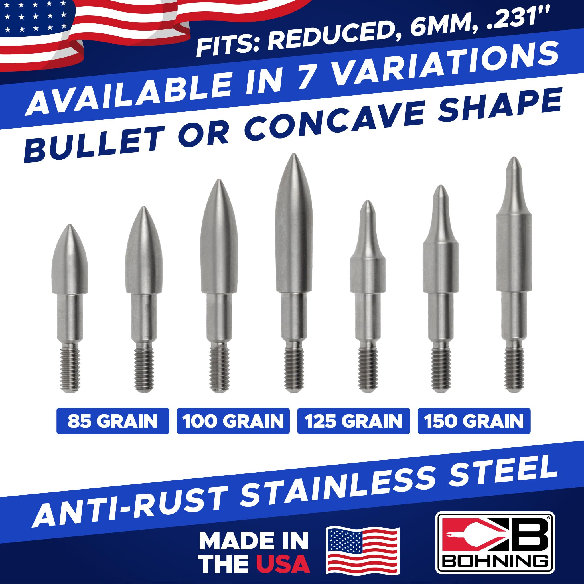 Bohning Match Grade Screw-in Bullet Points for Reduced (9/32