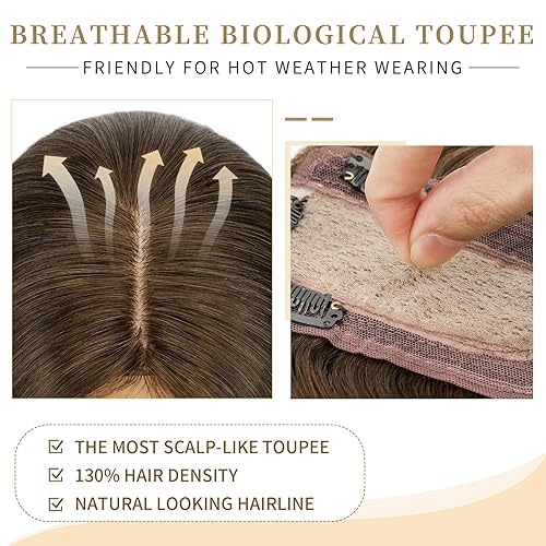 Miniatura 162 de Hairro 100% Real Human Hair Toppers for Women No Bang, Clip in Real Hairpieces, Breathable Silk Base for Covering Greyish Thinning Hair Loss on Top
