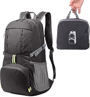 Sarhlio Hiking Backpack Foldable Daypack 35L Lightweight Water Repellent for Travel EDC Black(BPK04C)