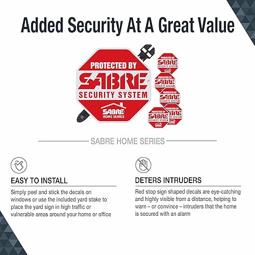 Miniatura 3 de SABRE Letrero de patio y calcomanías de seguridad, advierte a los intrusos que la propiedad está asegurada con una alarma, color rojo intenso para