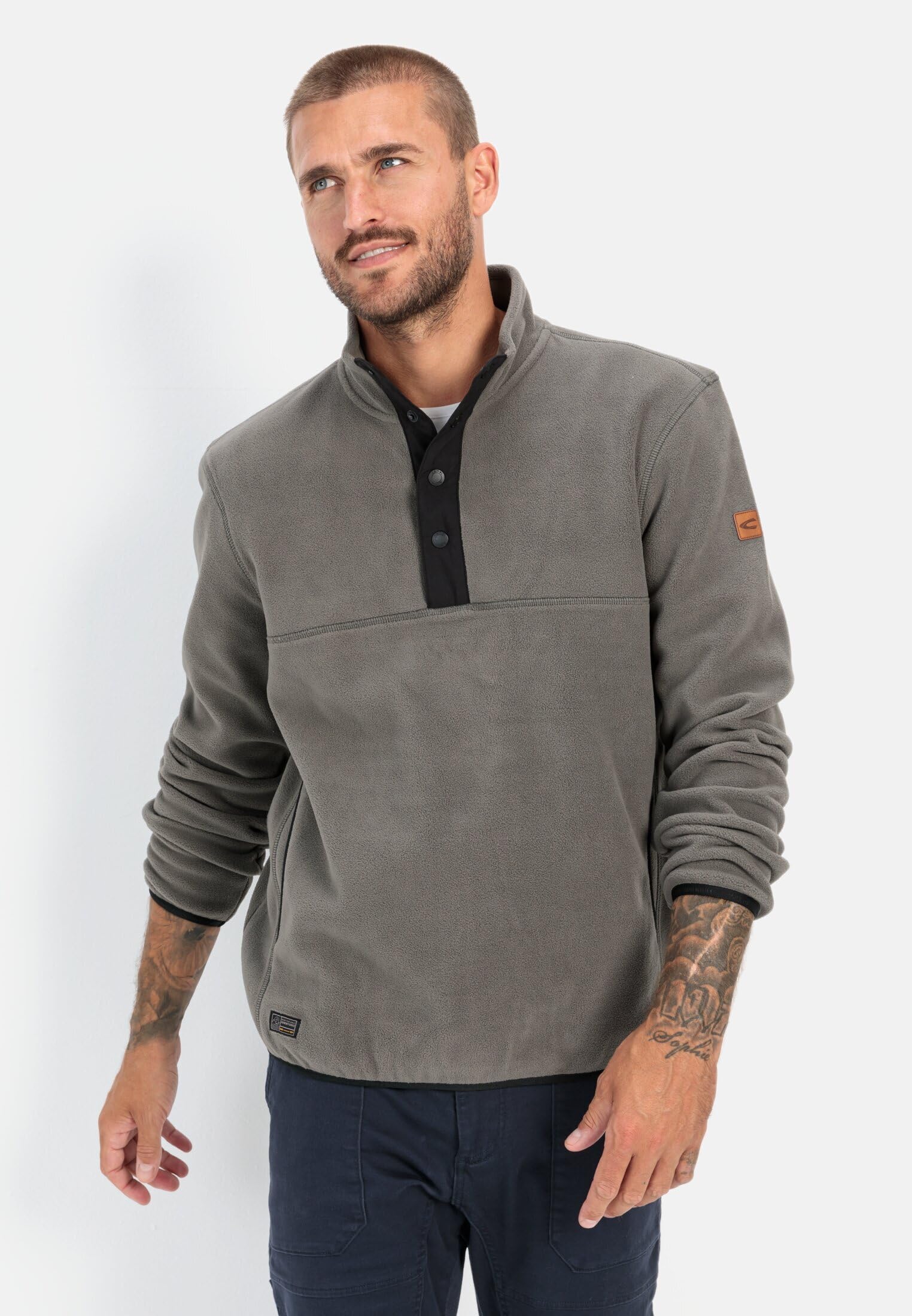 camel active Herren Fleece Troyer aus recyceltem Material