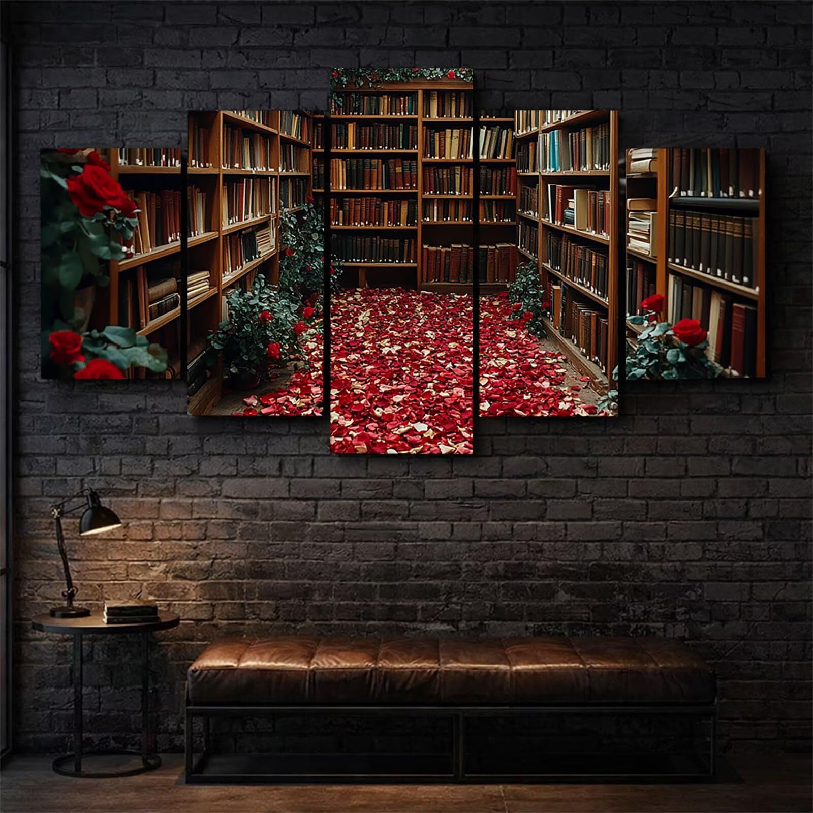 5 Pack Leuchtend Malen Nach Zahlen Erwachsene Bücherregal YCBZ-2370 | DIY Set Erwachsene mit Pinselset Acrylfarben Set Fünf Leinwand zum Bemalen Skateboard Deko Wohnzimmer Geschenke für Frauen