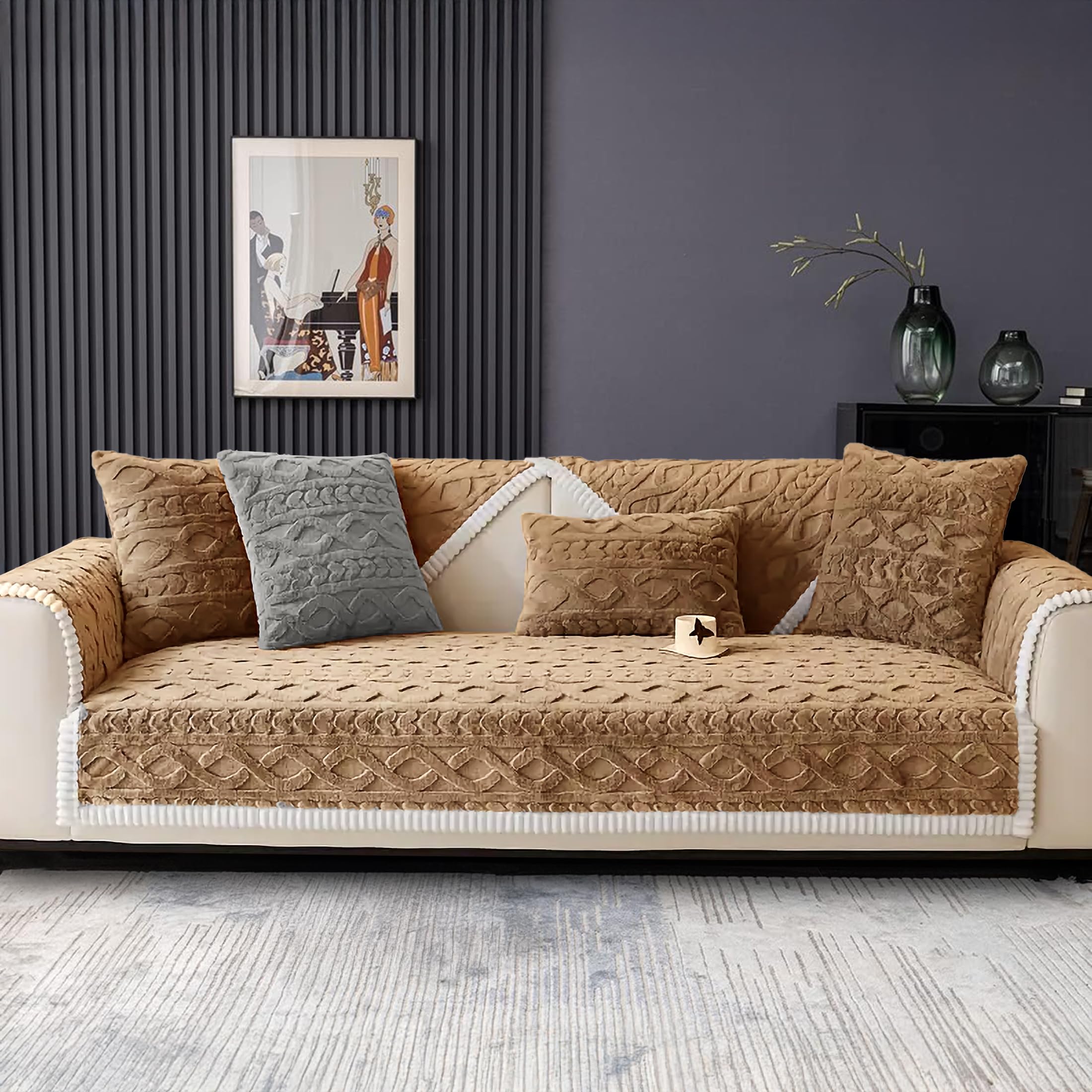 Cortina Premium Style Anti Slip 3 Seater Sofa Cover Set | Microfiber S