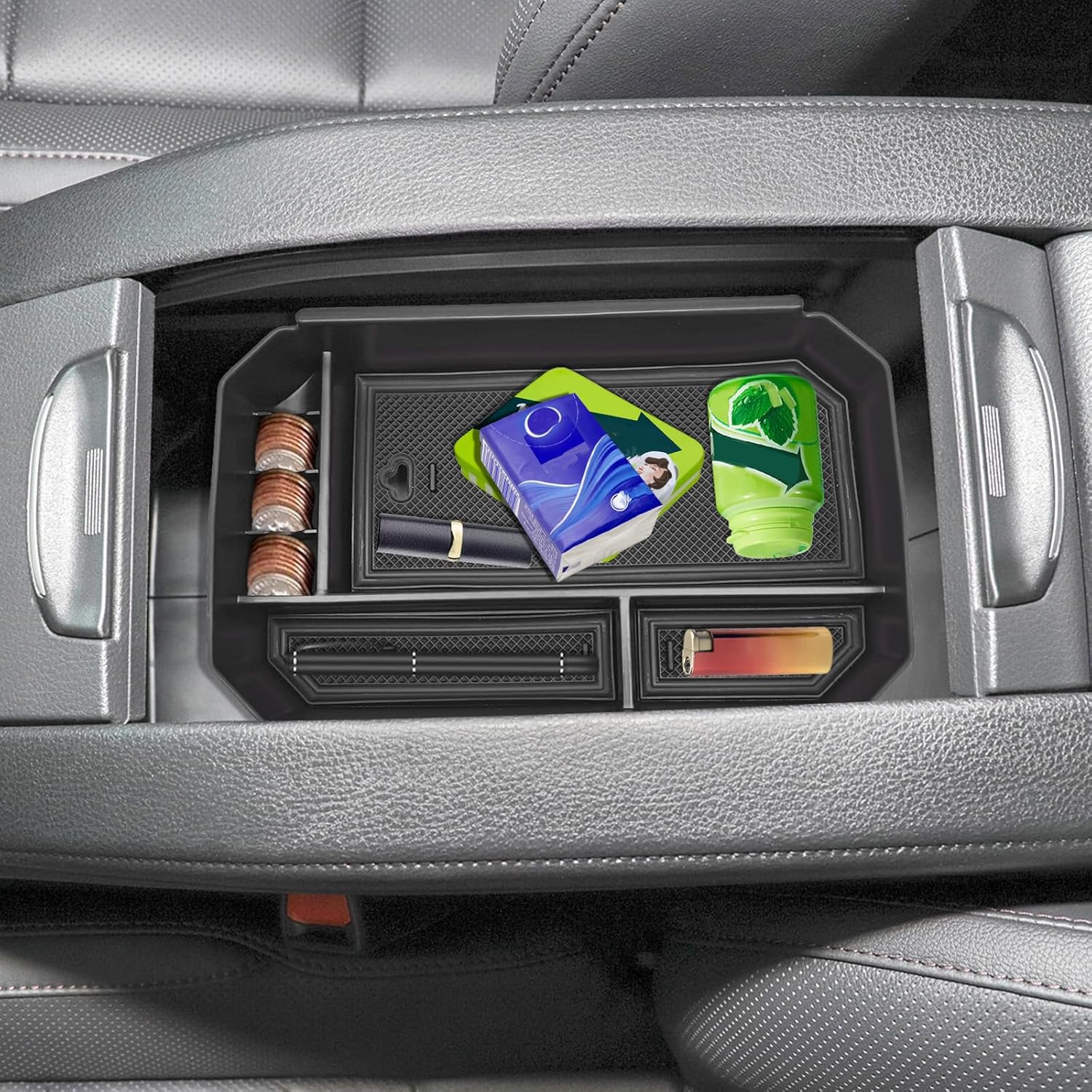 ABS Armrest Center Console Organizer Compatible with Toyota Highlander 2020-2024 Accessories Embedded Storage Armrest Box Fit for Highlander Hybrid 2020-2024 (Black