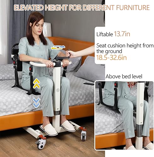 Miniatura 13 de Silla de transferencia elevadora para pacientes, ayuda de elevación portátil para ancianos/discapacitados, silla de transporte de cómoda de cabecera