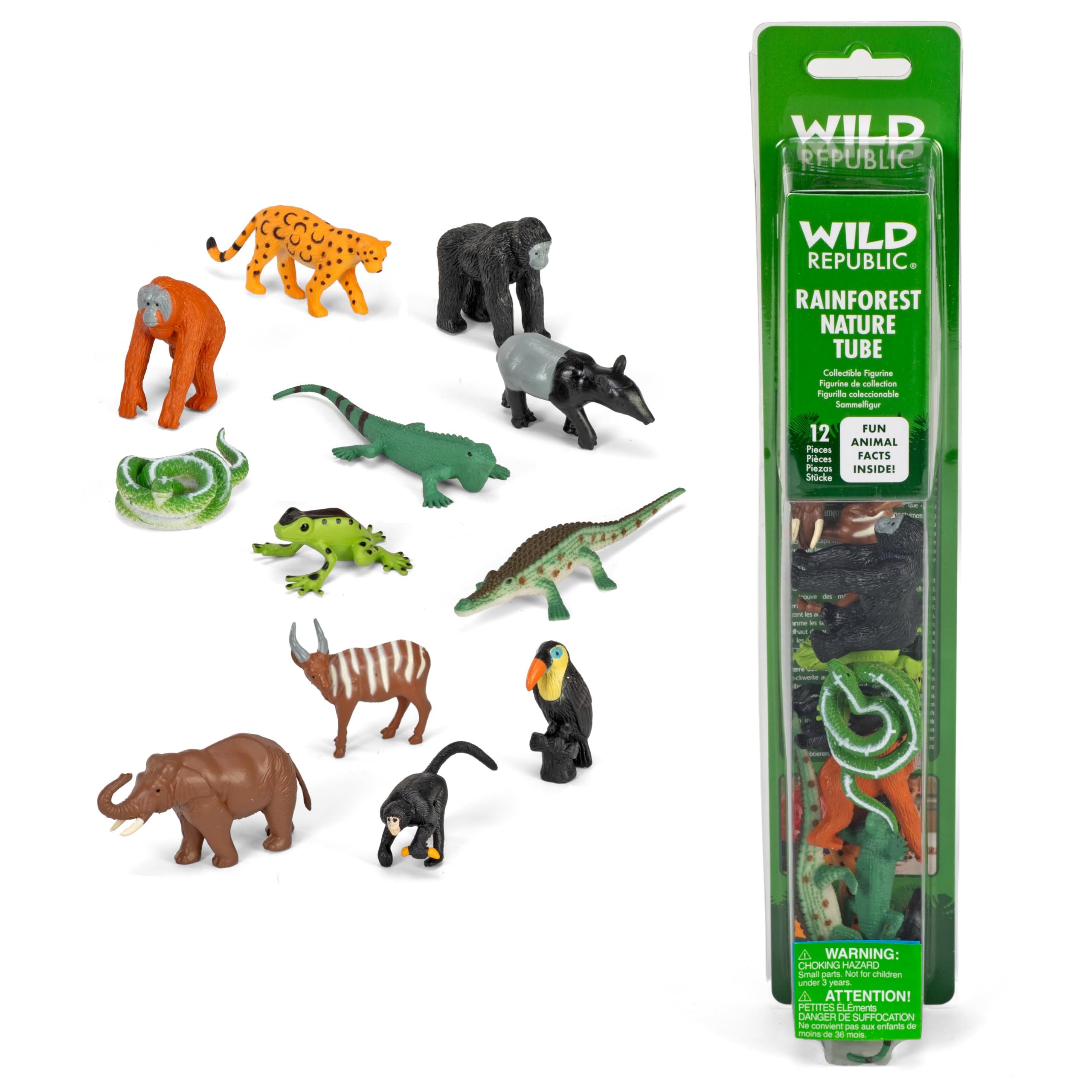 Wild Republic 12233 12755 - Nature Tube Spielset, Tierwelt Regenwald, 32 cm, Grüne – Ansicht 2