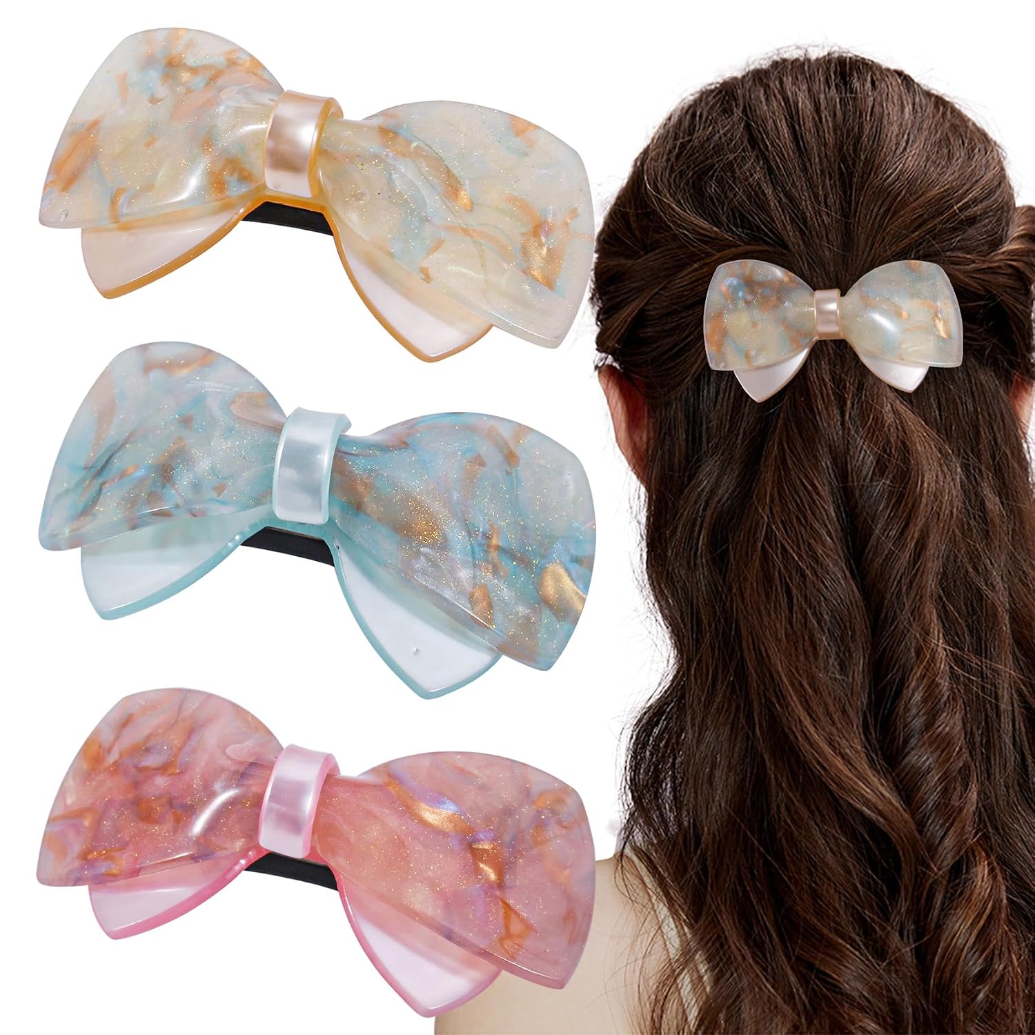 Mistofu 3Pcs Butterfly Hair Barrettes for Fine Hair