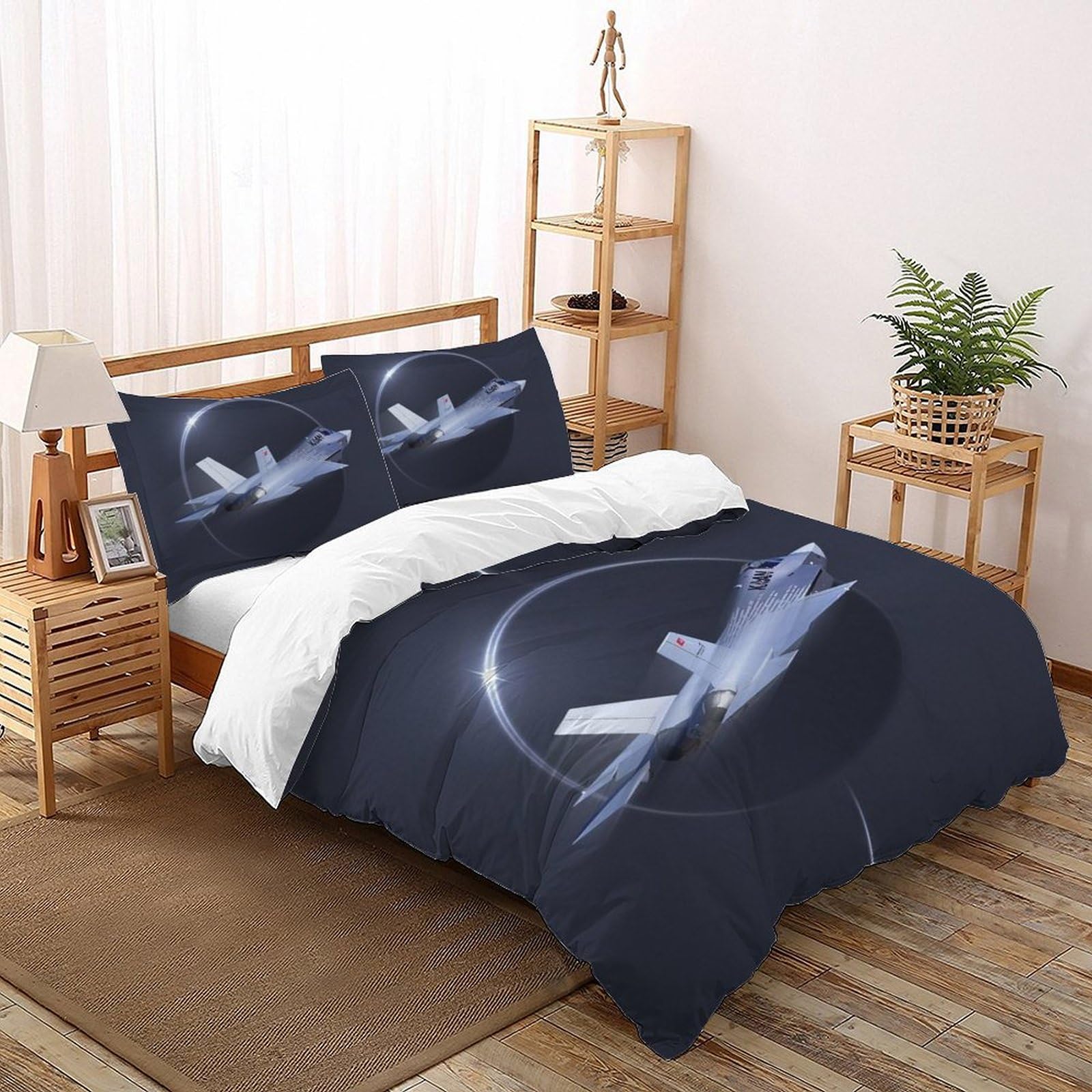Housse de couette avion de guerre microfibre parure de lit 3D 200x200cm thème espace adulte