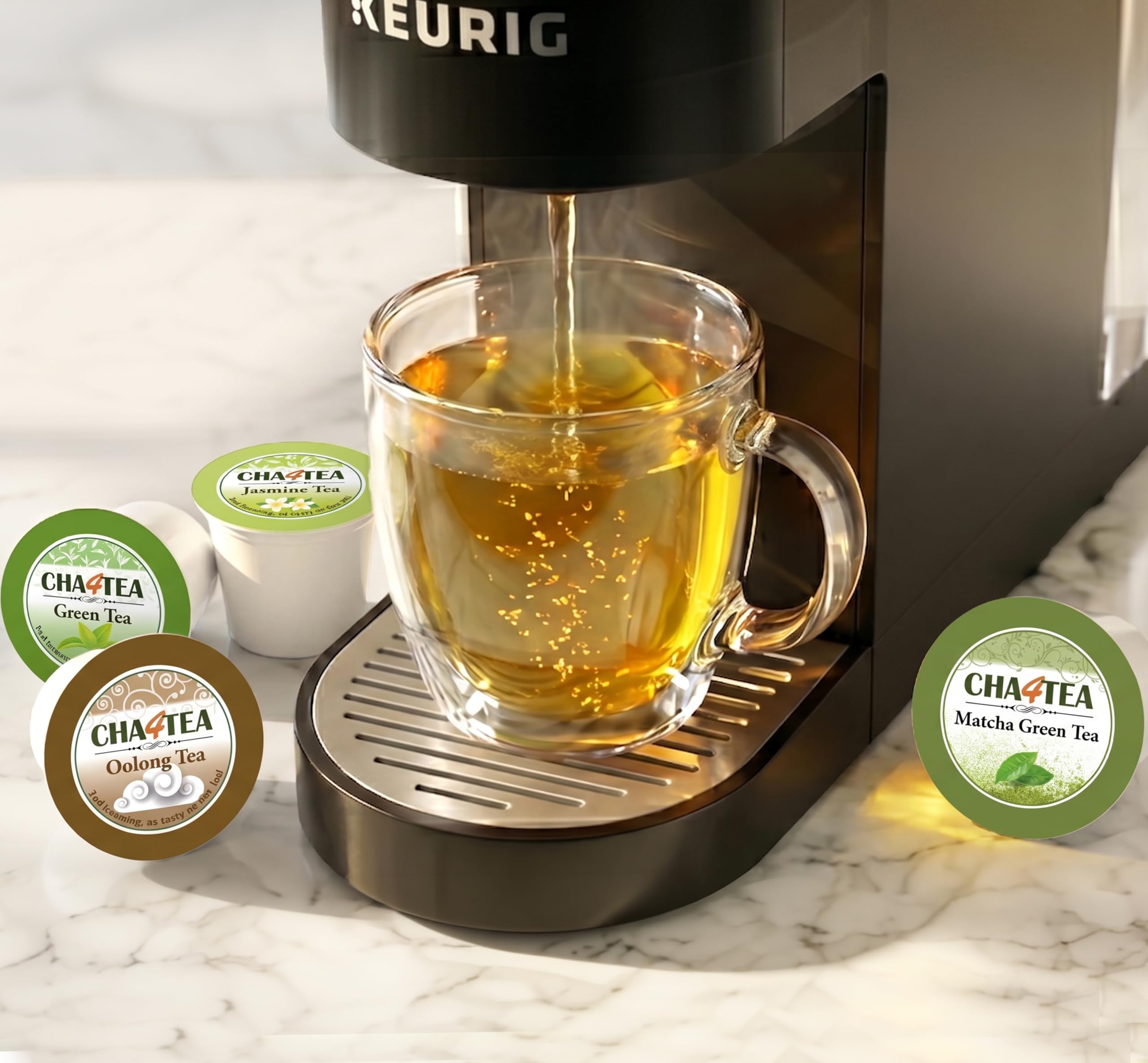 Cha4TEA 36 różnych zielonych herbat dla browarów Keurig K-Cup (matcha, zielona, jaśminowa, oolong) (36 sztuk)