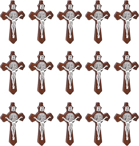 10pcs católico religioso Jesús Wear I hecho a mano incrustaciones aleación madera cruz crucifijo colgante collar encanto joyería fabricación