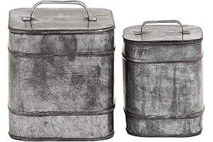 Deco 79 Set Metal Square Lidded Box Set of 2, 8"x7"