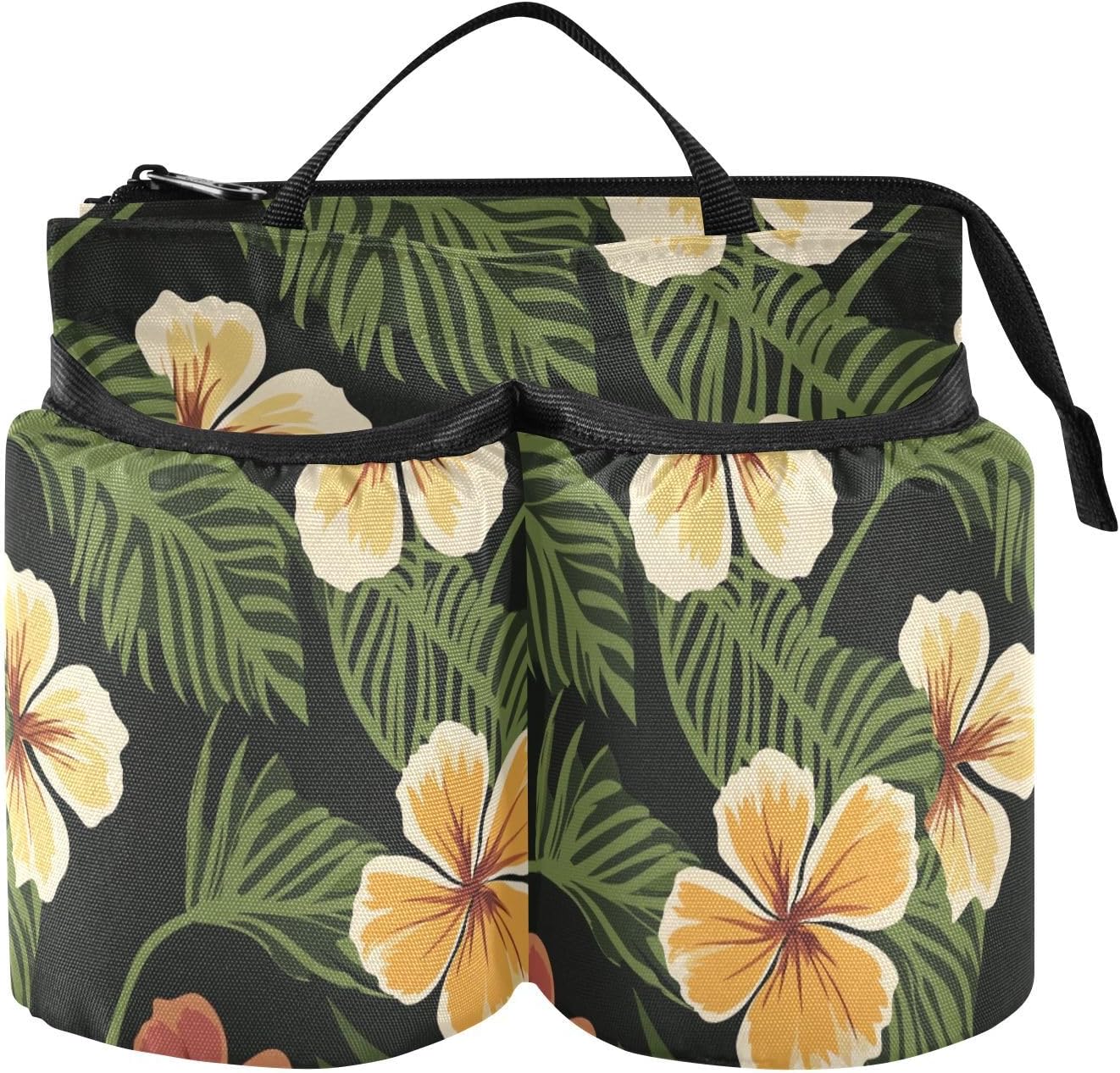 Cup Holder Luggage Portable Hawaii Yellow Flowers Reen Leaves Travel Accessories for Suitcase Travel Gifts for Airplane Travelers