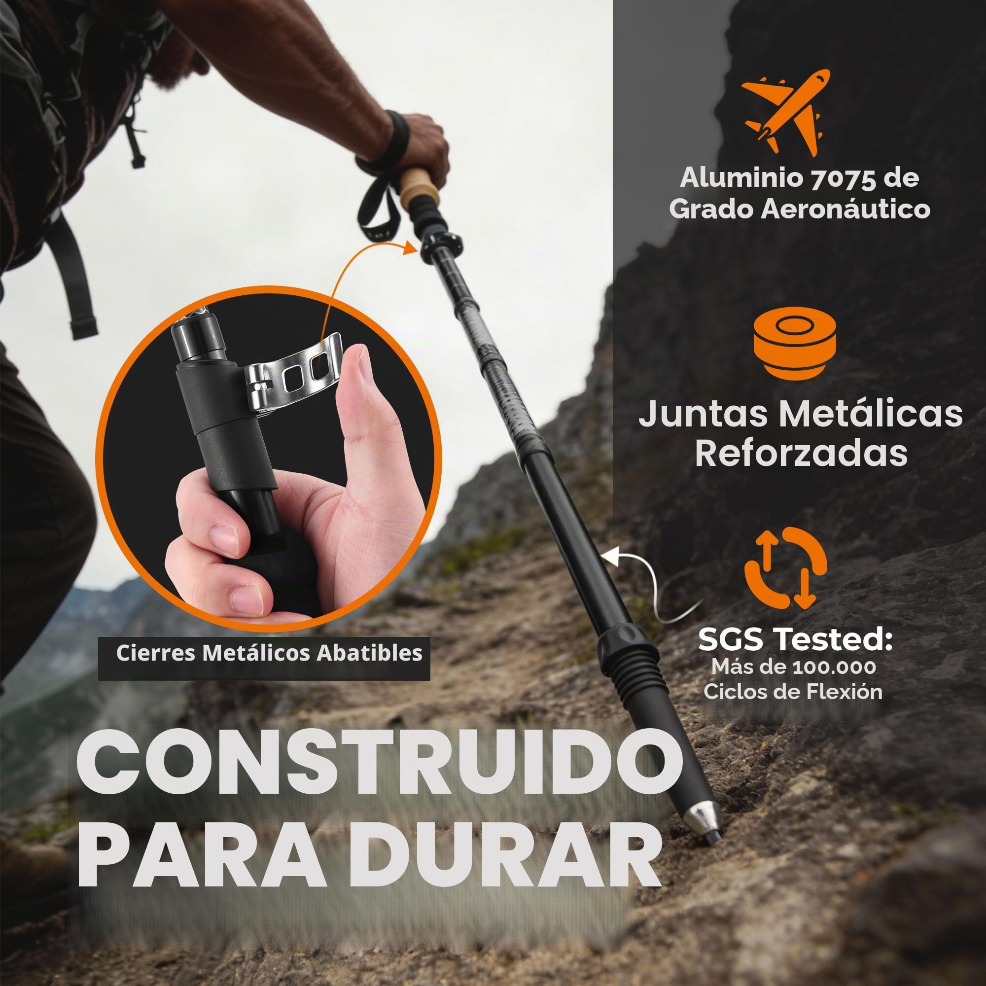Trekology Trek-Z Bastones Plegables para Senderismo y Trekking, Soporte de Equilibrio para Personas Mayores, Mujeres y Hombres, 2 Unidades por Juego