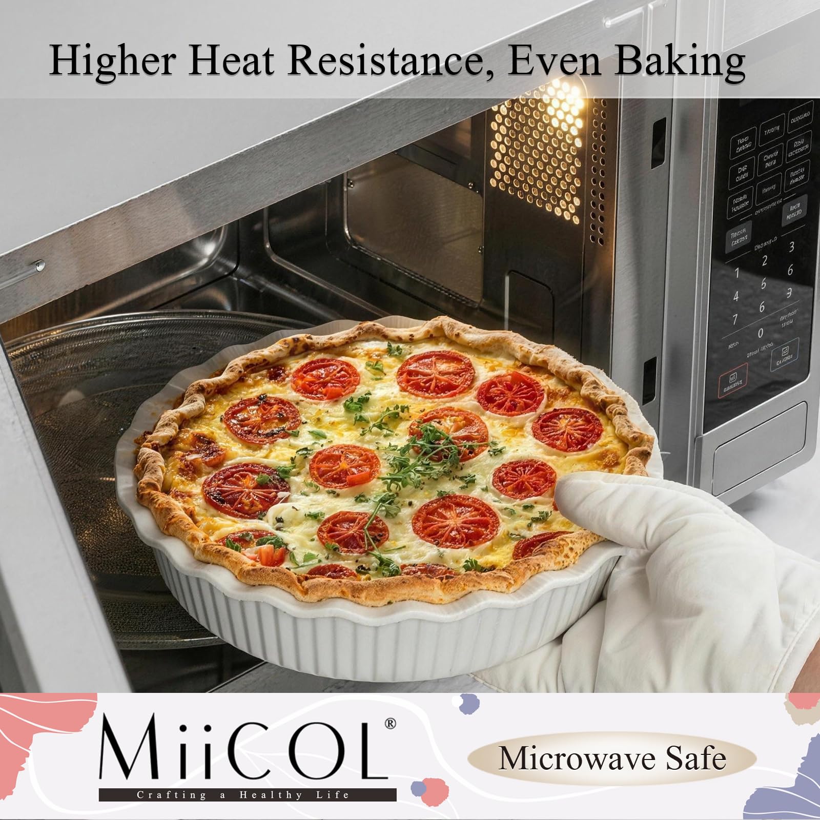 Miicol Plat à Tarte Céramique 23 cm, Moule à Quiche Profond Blanc 2 pièces