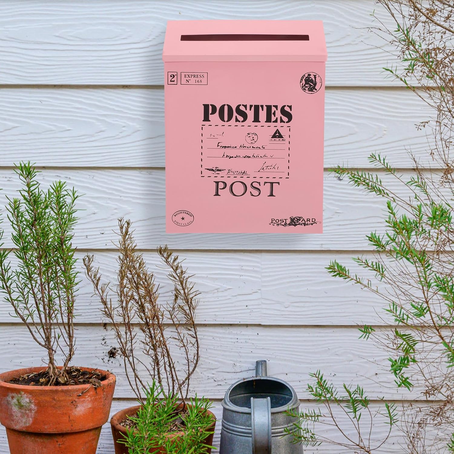 VALICLUD Vintage Wall Mounted Mailbox Iron Retro Style Lockable Outdoor Mailbox for House Garden Decorative Wall Mount Post Box