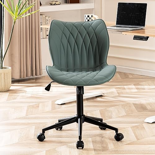 Miniatura 12 de YOUNUOKE Silla de escritorio sin brazos, cómoda silla de oficina con ruedas, silla ergonómica para el hogar, sillas ajustables para computadora