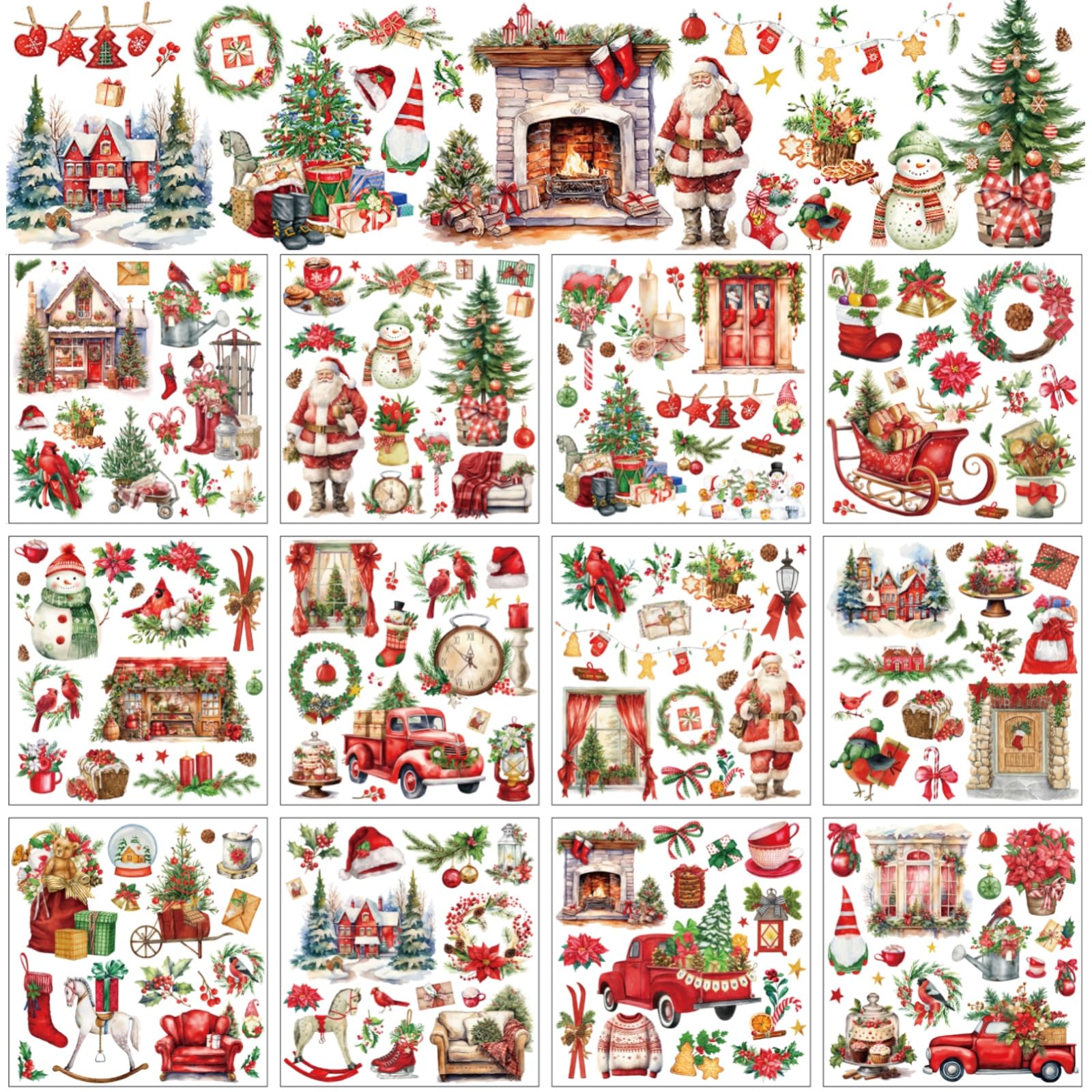 BBTO 12 Sheets Christmas Rub on Transfers for Crafts