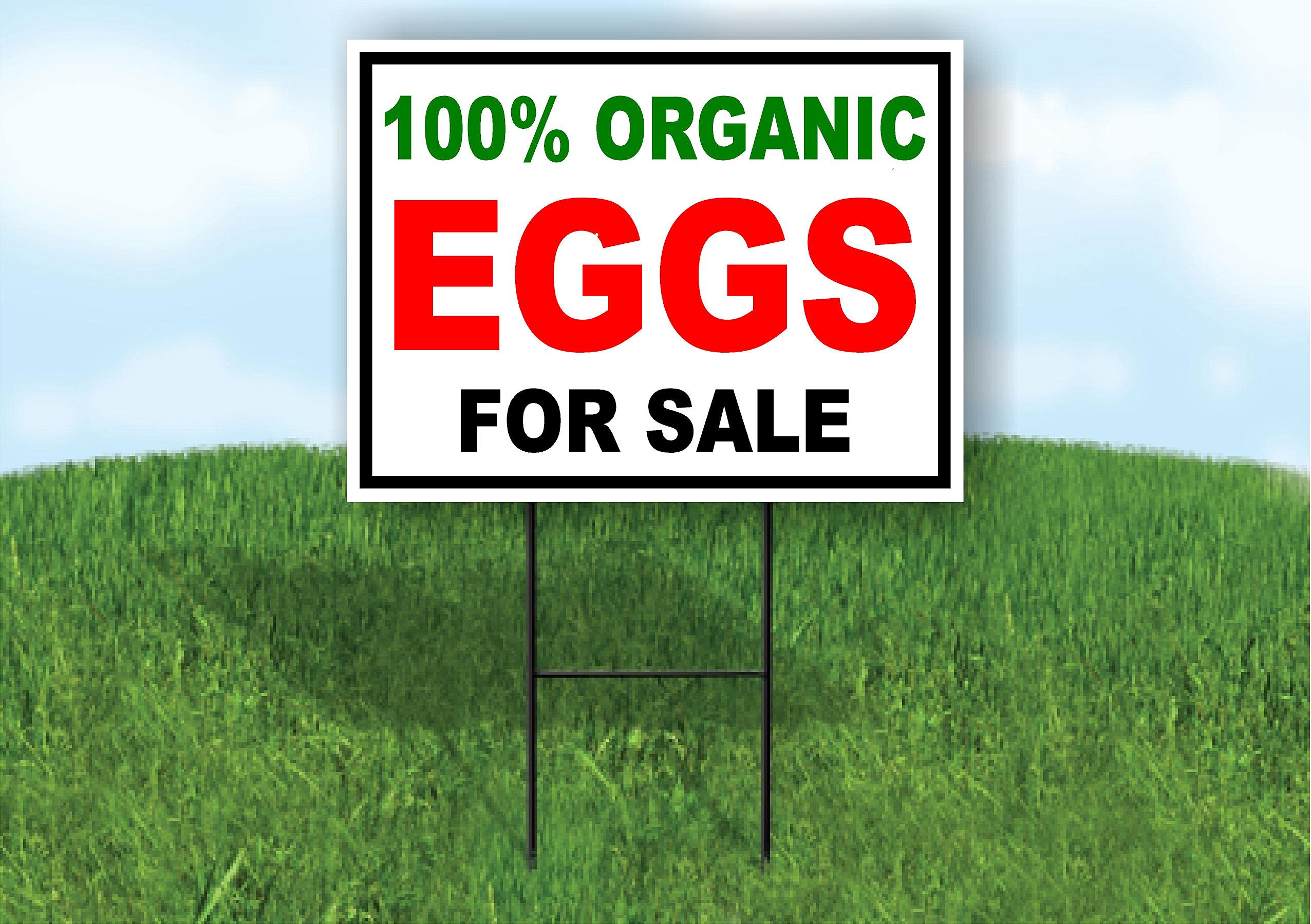 100 percent ORGANIC EGGS FOR SALE BLACK RED - Double Sided Yard Sign ROAD SIGN with Stand