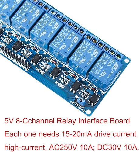 Miniatura 4 de Tablero de control del módulo de relé de 8 canales DC 5V DC 230V con optoacoplador para UNO R3 MEGA 2560 1280 DSP ARM PIC AVR TTL Logic STM32