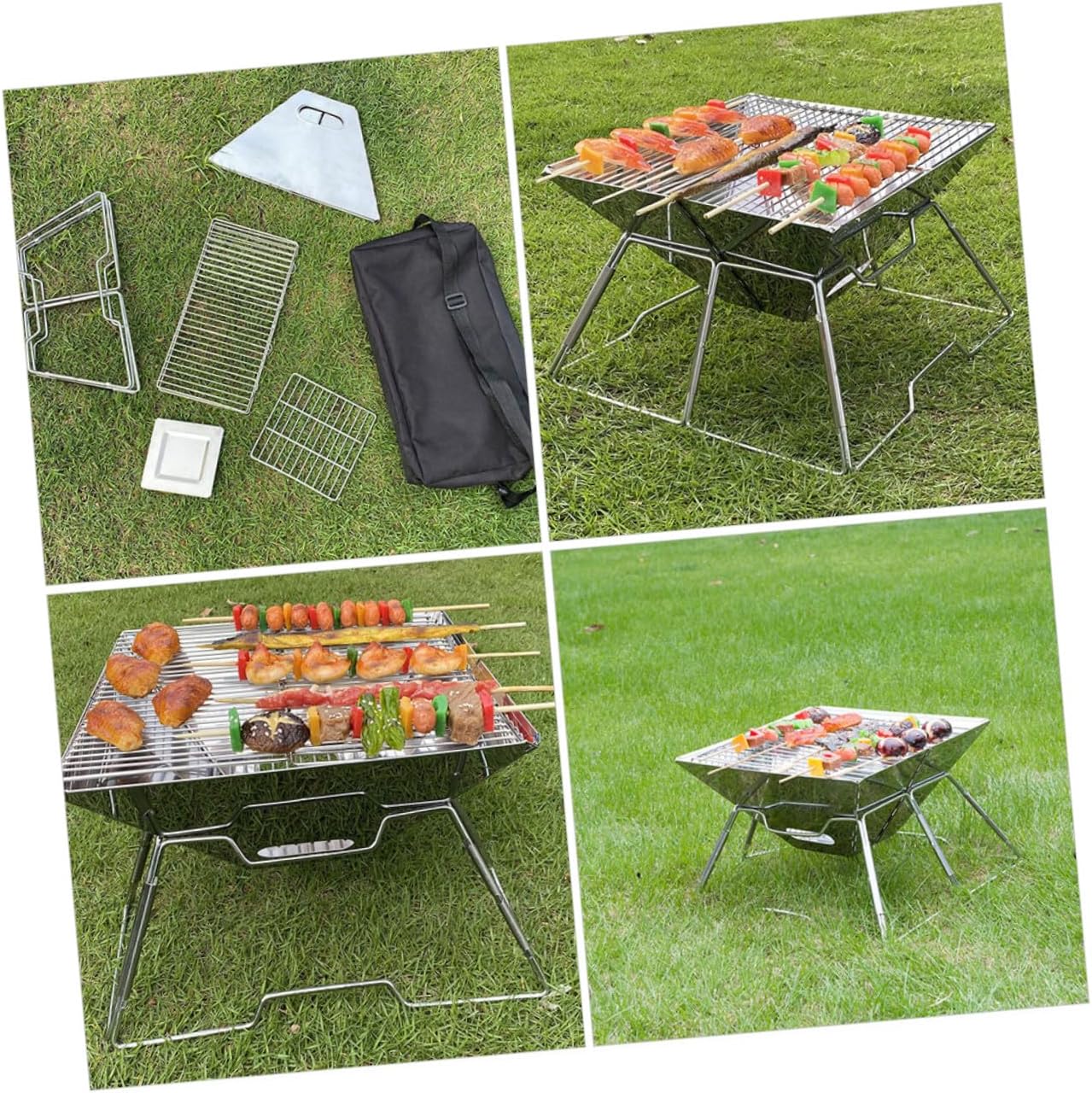 Portable Camping Grill and Wear-resistant Professional Barbecue Rack with Folding Design for Outdoor Camping, Tailgating, and Backyard Bbq