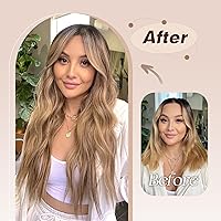 Vista 6 de FESHFEN Extensiones de Cabello con Clip - 4 PIEZAS Extensiones de Cabello Largas Onduladas Gruesas con Mechas con Clip Postizos de Cabeza Completa