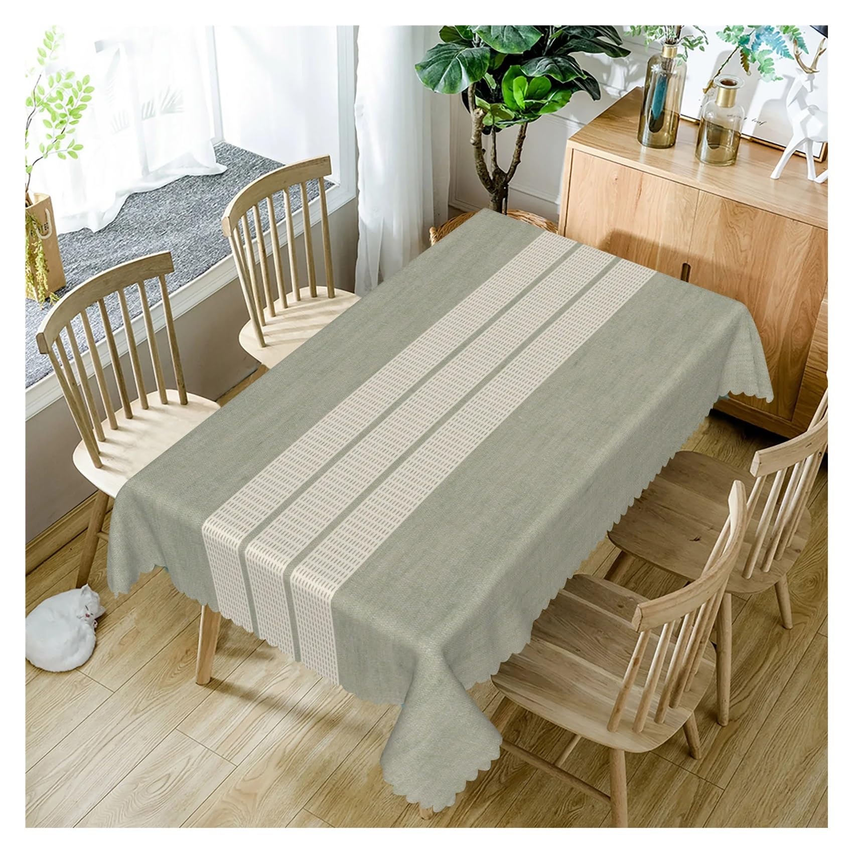 BDFJEDS Waterproof Tablecloth Simple Tablecloth Floral Stripe Waterproof Dining Table Cover For Home Outdoor Picnic Kitchen(Color4,152x260cm 60x102inch)