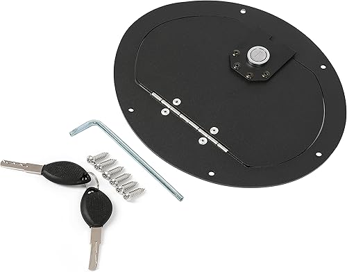 Miniatura 7 de KUAFU Puerta del tanque de combustible con cerradura compatible con Hummer, HMMWV Cualquier modelo con recubrimiento en polvo negro